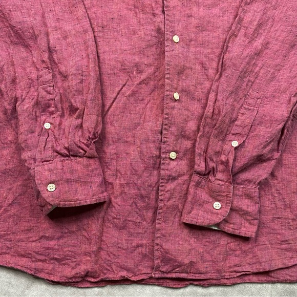 Cremieux Collection Linen Shirt Mens XL Red Lightweight Summer Button Down Shirt - Picture 4 of 16